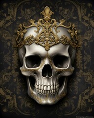 gothic skull with wings on black background generative ai
