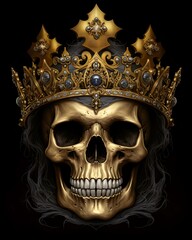 gothic skull with wings on black background generative ai
