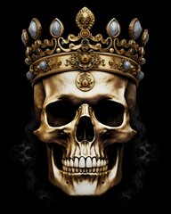 gothic skull with wings on black background generative ai
