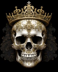 gothic skull with wings on black background generative ai
