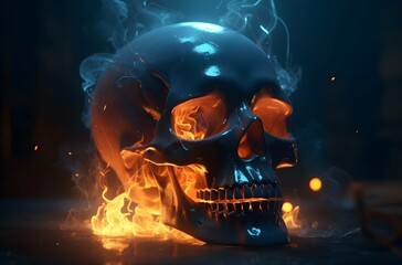 fire on skull , generative AI