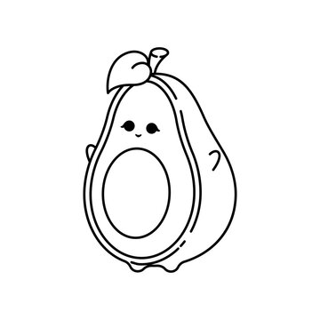 recommend clip art: Cute Kawaii Avocado. Vector Line Art Illustration. Adorable vector line art illustration featuring a cute kawaii avocado, exuding charm and playfulness in its delightful simplicity.