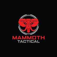 Elephant mammoth Tactical logo in shield vector template for military tactical armory logo design