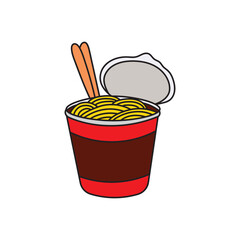Kids drawing Cartoon Vector illustration cup noodles icon Isolated on White Background