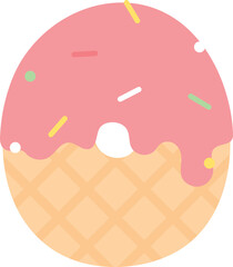  Cute and playful pink strawberry ice cream cartoon number for kids. Number zero.