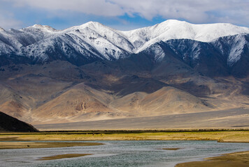 An himalayan landscape in ladakh region - obrazy, fototapety, plakaty
