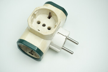 Electric T-joint isolated on white. T plug