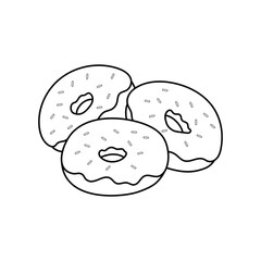 Hand drawn Kids drawing Cartoon Vector illustration doughnuts icon Isolated on White Background