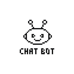   chatbot icon 8 bit, pixel art icon  for game  logo. 