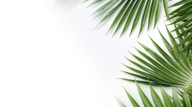 Summer minimal background top view wide under palm leaf, AI generated Image