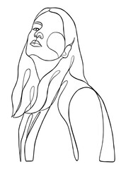 Continuous one line drawing of minimalist woman. Vector illustration.