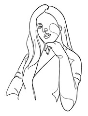 Continuous one line drawing of minimalist woman. Vector illustration.