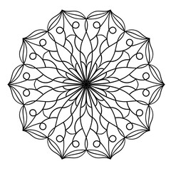 Vector mandala pattern. Coloring book page element. Doodle lace background. Decorative ornament.