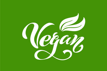 Vegan. Handwritten lettering for restaurant, cafe menu. Vector elements for labels. Vector illustration, food design.
