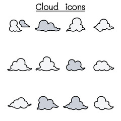 Cloud color line icon set