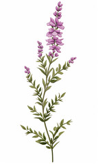 Fototapeta na wymiar Branch heather mother's day mom vector print purple flowers blossom Valentine's day