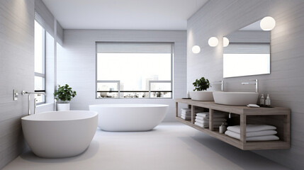 Fototapeta na wymiar Bathroom - modern clean and minimal.Generative AI