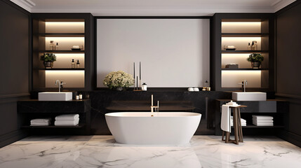 Naklejka na ściany i meble Bathroom - modern clean and minimal.Generative AI