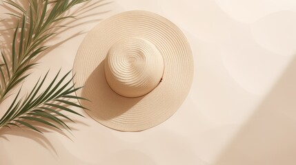 Fototapeta na wymiar Summer background and sun hat, AI generated Image