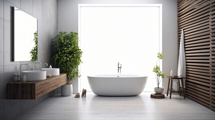 Naklejka na ściany i meble Bathroom - modern clean and minimal.Generative AI