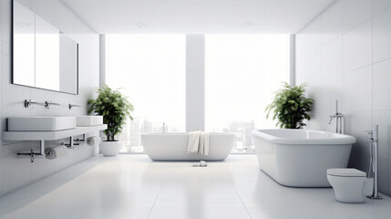 Obraz na płótnie Canvas Bathroom - modern clean and minimal.Generative AI