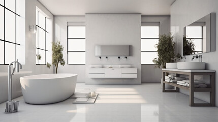 Bathroom - modern clean and minimal.

Generative AI