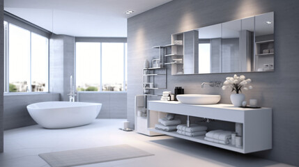 Bathroom - modern clean and minimal.

Generative AI