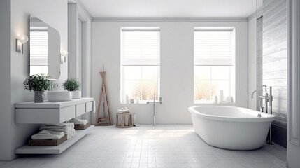 Bathroom - modern clean and minimal.

Generative AI