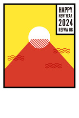 富士山の年賀状テンプレート（2024年・令和6年）