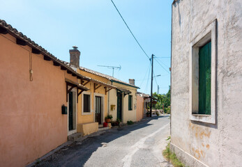 Fototapeta na wymiar Architecture in Agios Markos village, Corfu, Greece