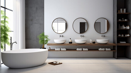 Bathroom - modern clean and minimal.

Generative AI