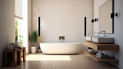 Obraz na płótnie Canvas Bathroom - modern clean and minimal.Generative AI