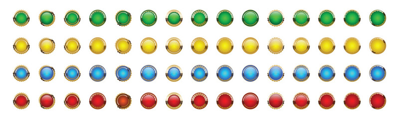 Set of luxury colorful buttons. Collection of golden round buttons EPS10 - Stock Vector