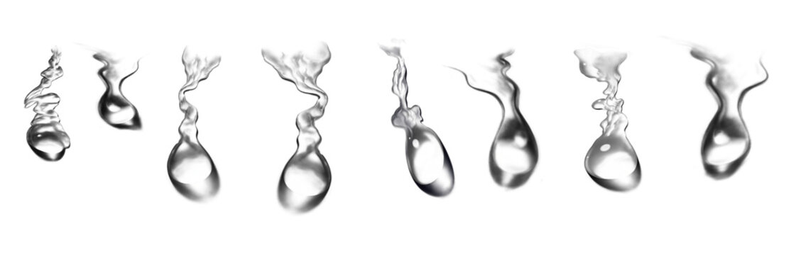 Set drops of water on transparent background