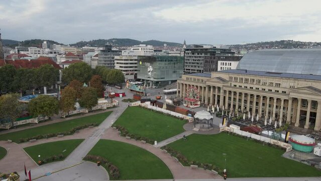Flying toward the Kunstmuseum in Stuttgart Germany