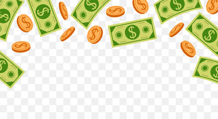 Money financial dollar cash falling flying abstract concept. Vector graphic design illustration