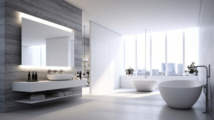 Naklejka na ściany i meble Bathroom minimal clean and modernGenerative AI