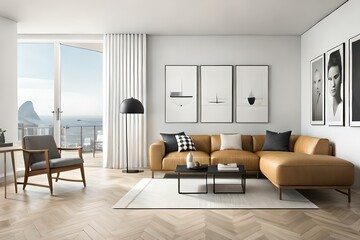 Fototapeta premium modern living room with sofa generated Ai.