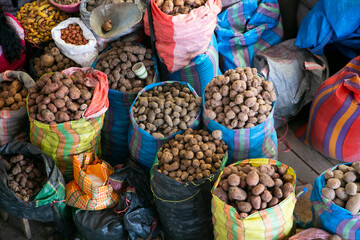 Central food market of Urubamba, City of the Sacred Valley in Cuzco.