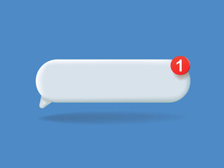 New message notification icon. Empty white 3d speech bubble. Incoming unread message. Vector simple concept