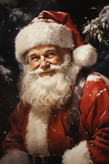 Generative AI - Vintage Christmas Charm: A Santa Claus from the 1940s-1970s - obrazy, fototapety, plakaty