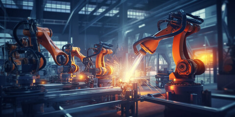 Smart industry robot arms for digital factory production technology