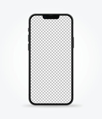 Realistic smartphone mockup with transparent screen space. Real phone device model mockup vector illustration for web.