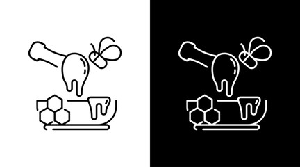 Honey and Flying Bee Outline Icon Design Black and white