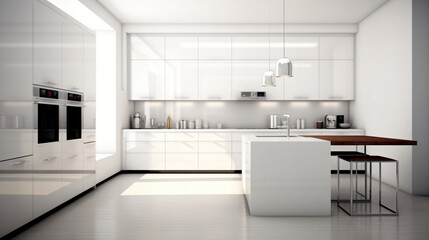 interior of a contemporary minimal kitchen
generative ai