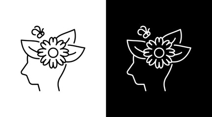 Obraz premium Mental health healthy person mind Outline Icon Design Black and white