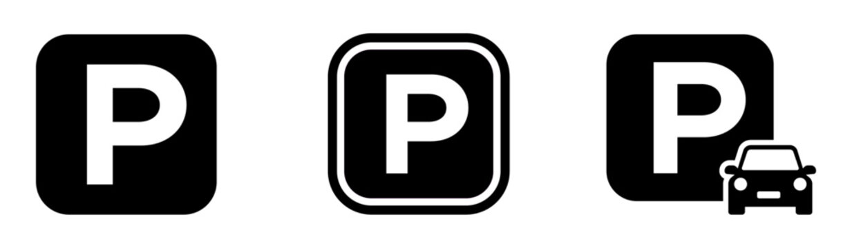 Car parking vector icons set