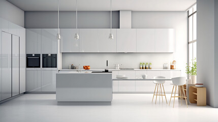 Obraz na płótnie Canvas interior of a contemporary minimal kitchen generative ai