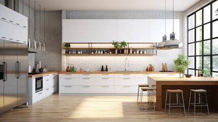 interior of a contemporary minimal kitchen
generative ai