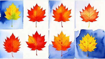 Fototapeta premium Leaves watercolor, generative AI